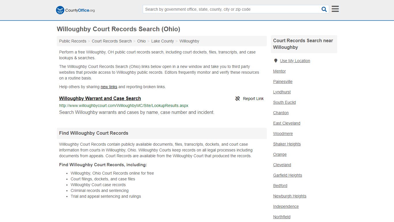 Willoughby Court Records Search (Ohio) - County Office